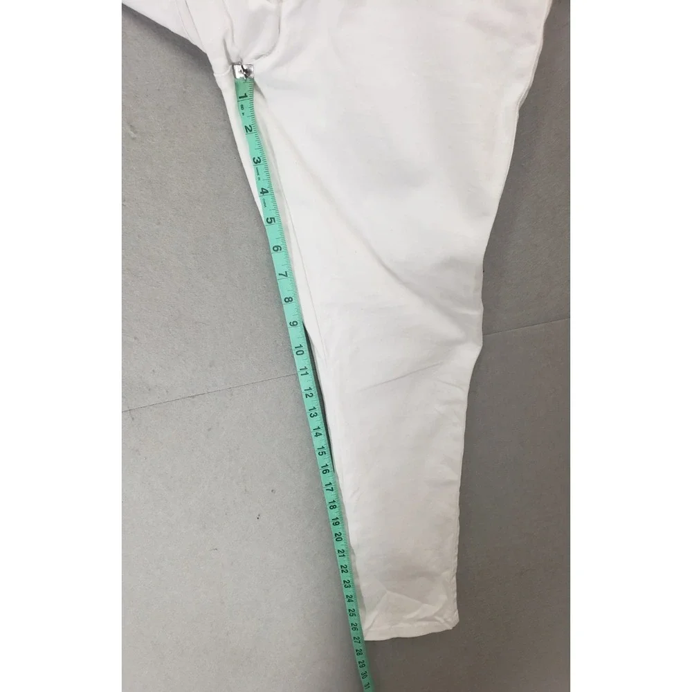 GUESS Women Jeans 29 White Cotton‎ Mid Rise Straight Skinny Fit Denim Trousers